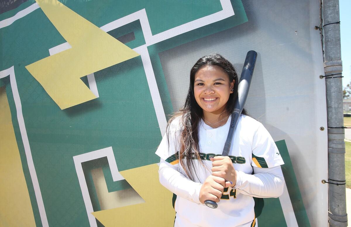 Jaelyn Operana, known as a left-handed slap hitter while at Huntington Beach, turned into a right-handed power threat at Edison.