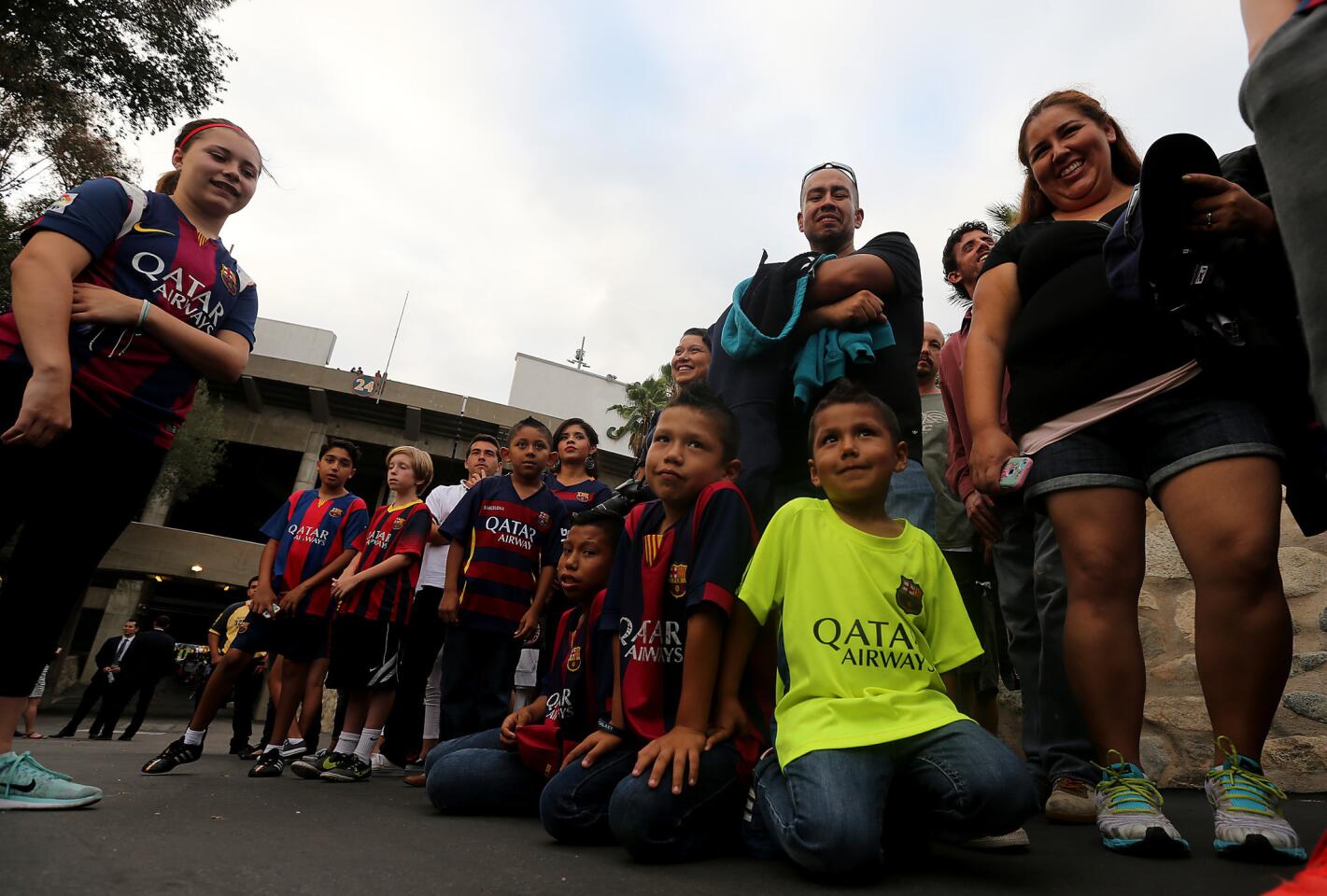 Soccer fans gather for an International Champions Cup match between FC Barcelona and the Los Angeles Galaxy at the Rose Bowl on Tuesday.