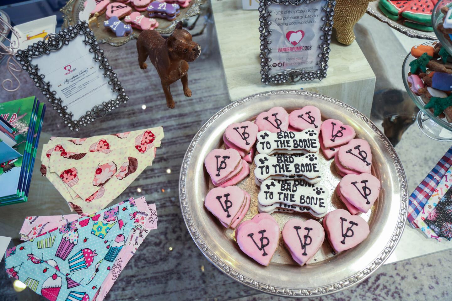 Dog treats and other merchandise at Vanderpump Dog Rescue Center, which offers not only dog adoptions but also other services and goodies.
