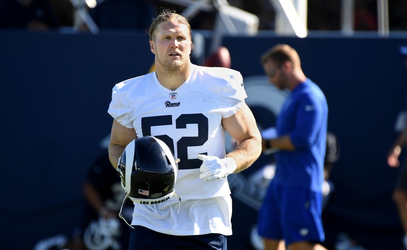 Clay Matthews takes a break during training camp at UC Irvine.