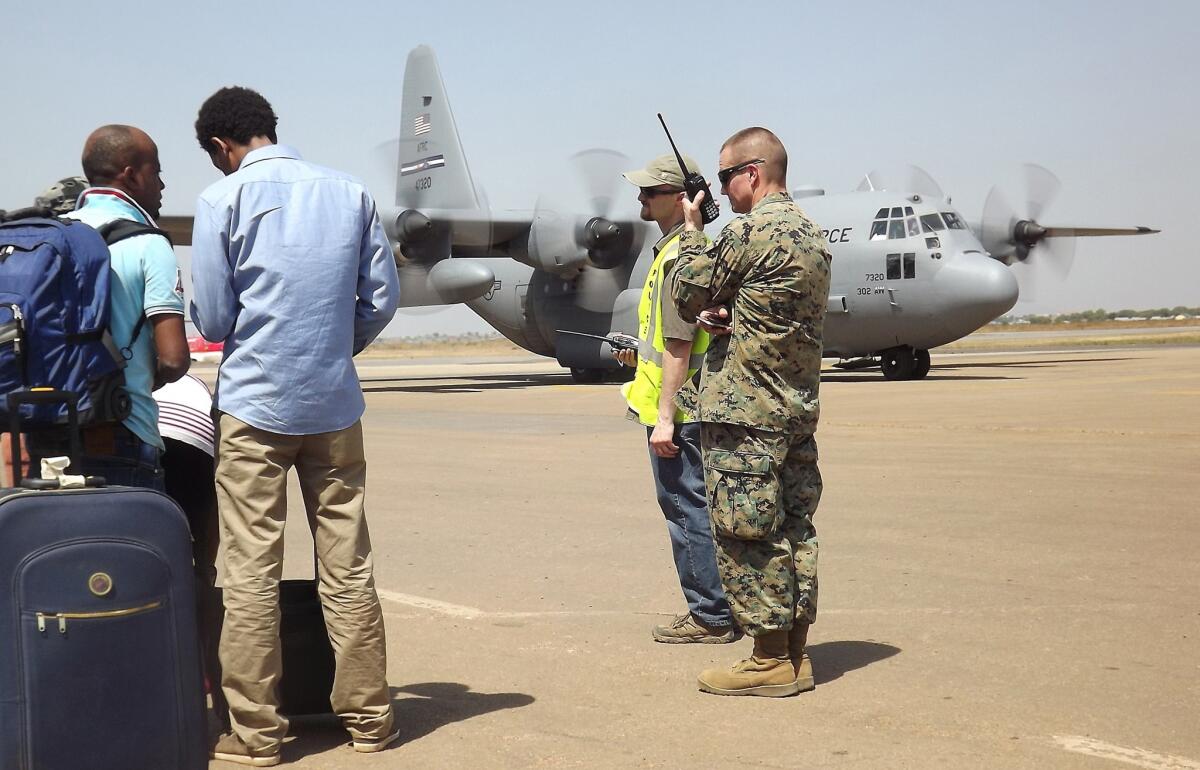 The evacuation of Americans from the South Sudan capital, Juba, was being assisted by U.S. military aircraft and personnel.