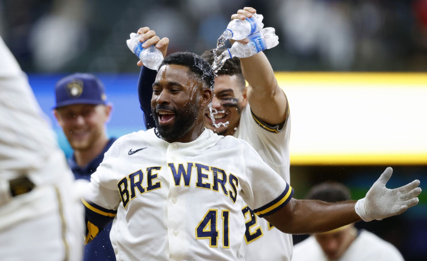 April 17, 2021: Milwaukee Brewers center fielder Jackie Bradley Jr