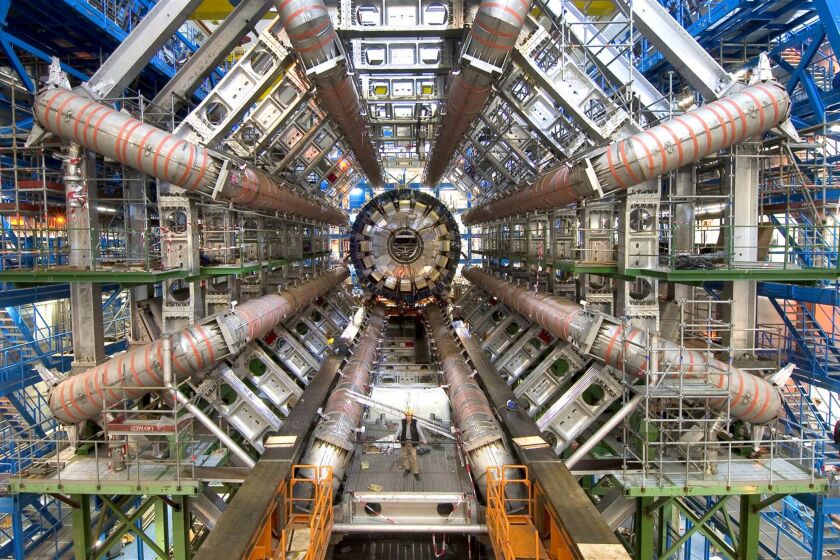 The ATLAS experiment at the Large Hadron Collider, pictured here, helped confirm the existence of the Higgs boson.