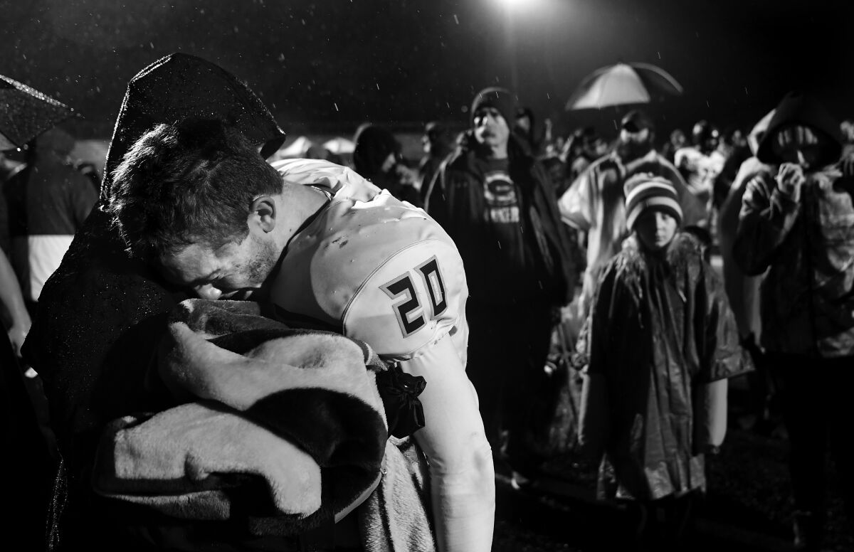 Paradise High School running back Lukas Hartley cries after losing to Sutter.