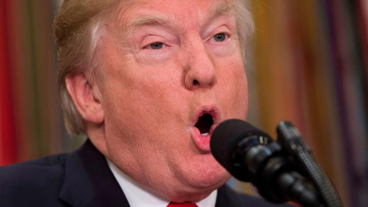 President Donald Trump speaks during a signing ceremony in the Roosevelt Room at the White House on December 12, 2017.