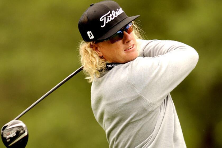 Charley Hoffman follows through on his drive at No. 3 during the third round of the RBC Heritage golf tournament Saturday.