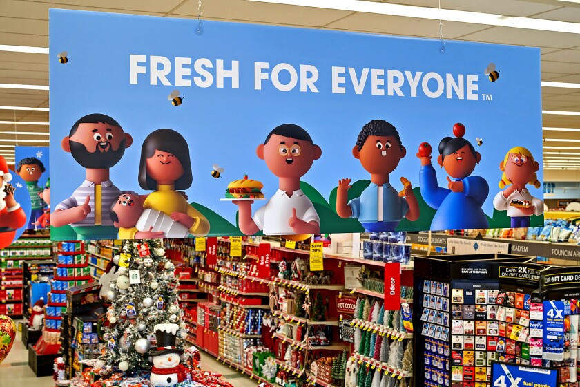 A sign inside a Ralph's store that says "Fresh for everyone."