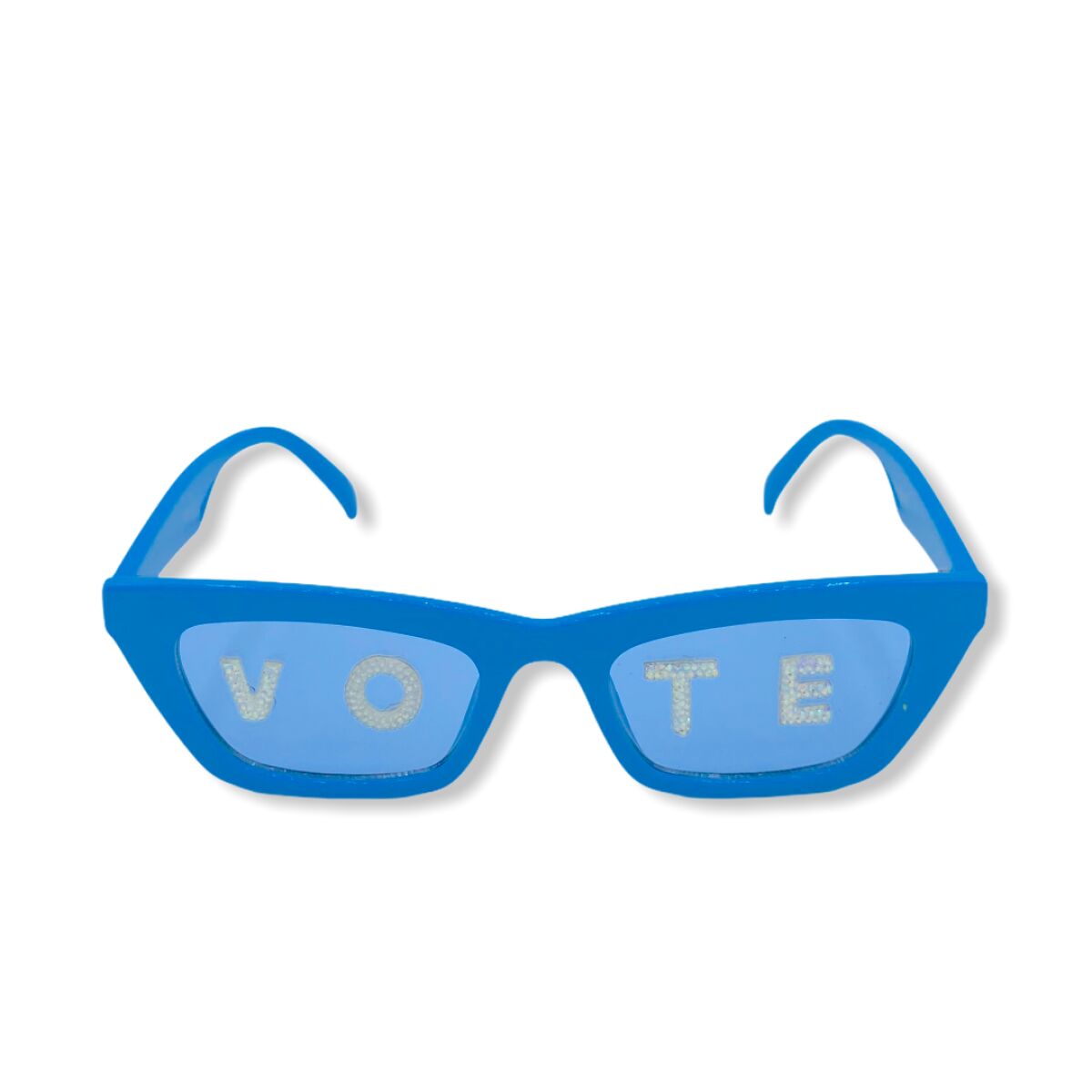 A photo of Rad + Refined colorful vote-themed sunglasses.