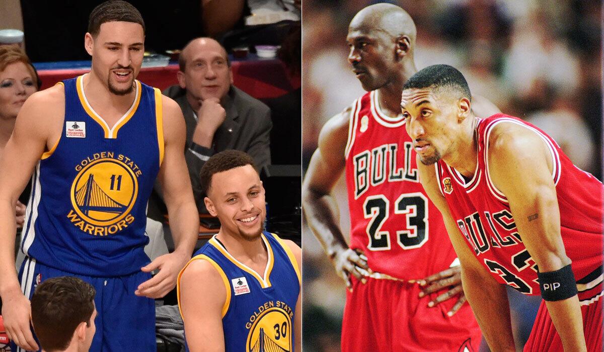 How would Klay Thompson and Stephen Curry of today's Golden State Warriors fare against Michael Jordan and Scottie Pippen of the 1995-96 Chicago Bulls?