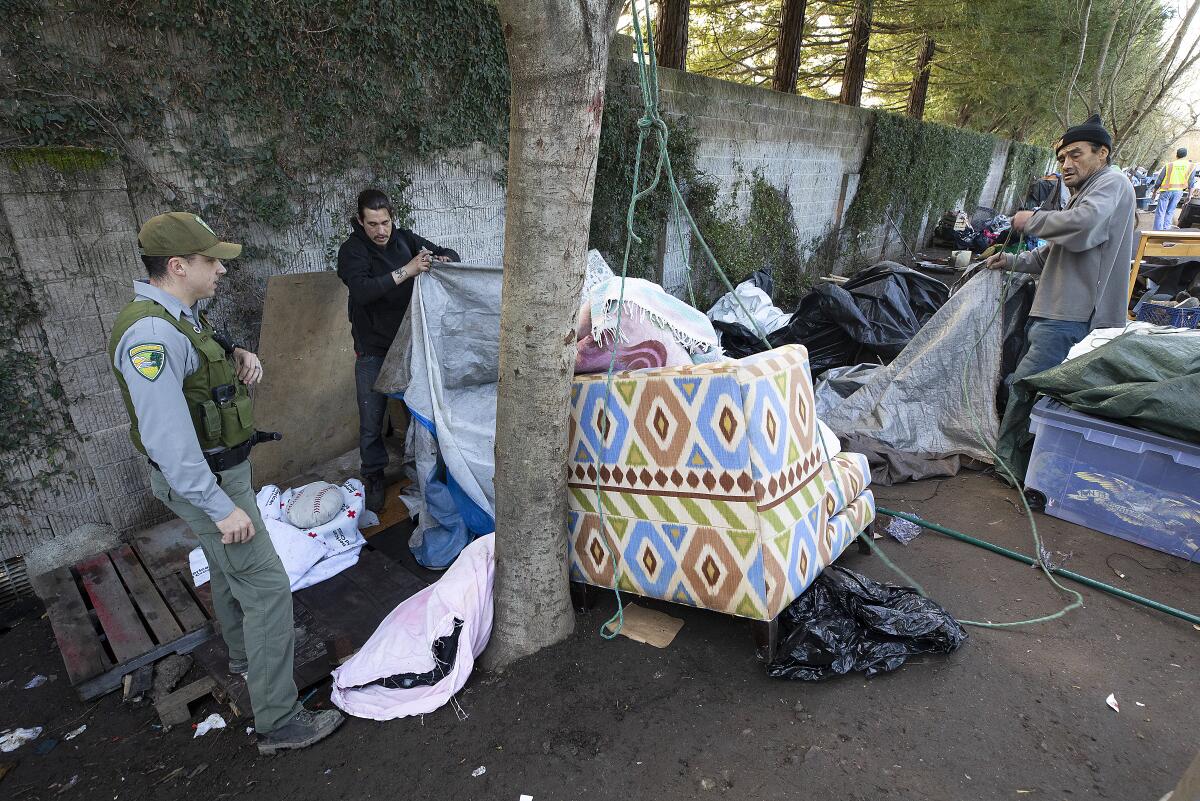 Homeless campers on the Joe Rodota Trail in Santa Rosa 