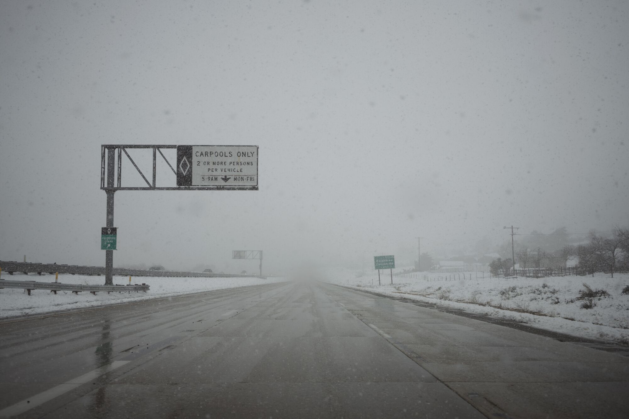 Heavy snow closed the 14 freeway during the storm in Acton.