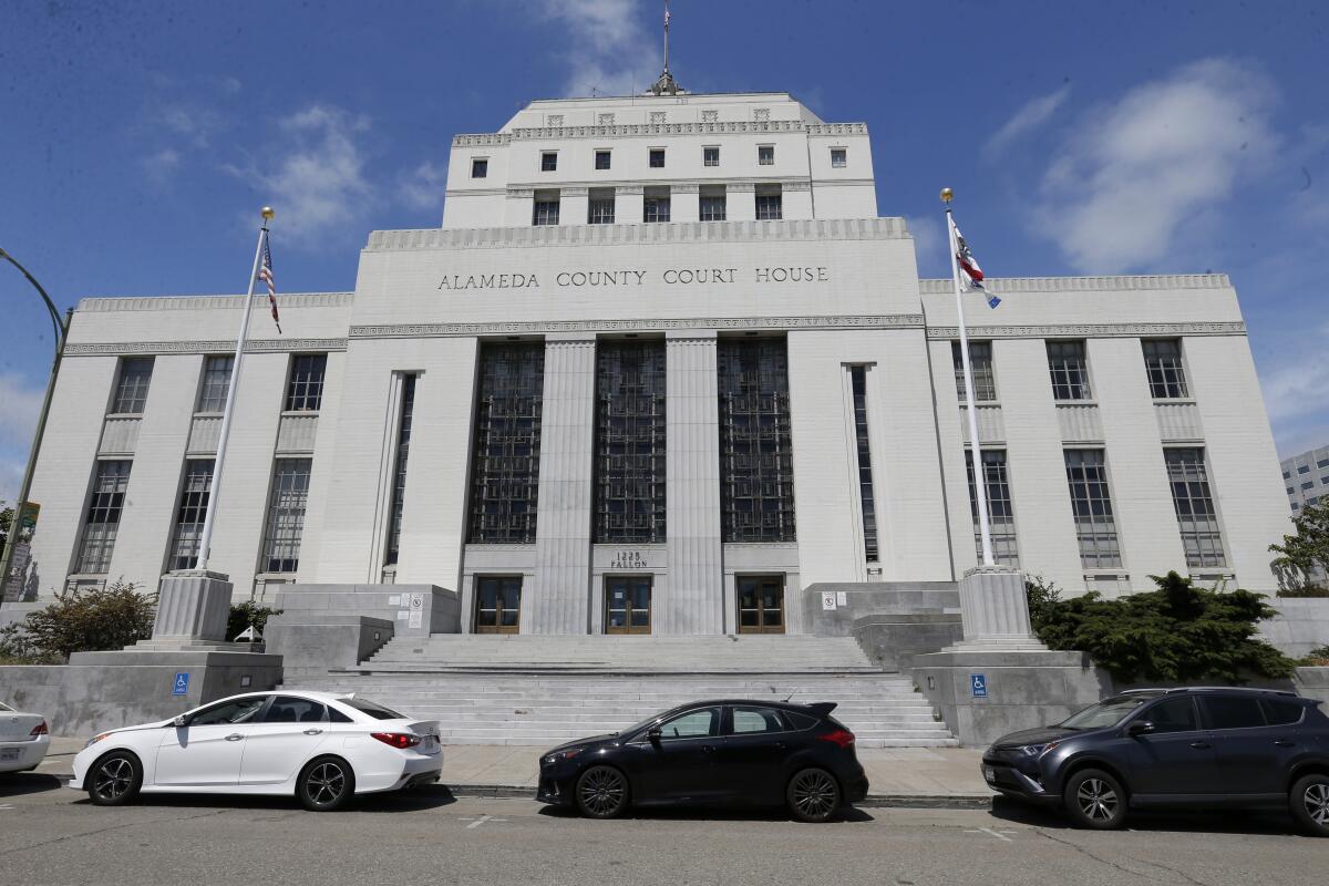 The Alameda County Superior Courthouse is seen in Oakland, Calif.,