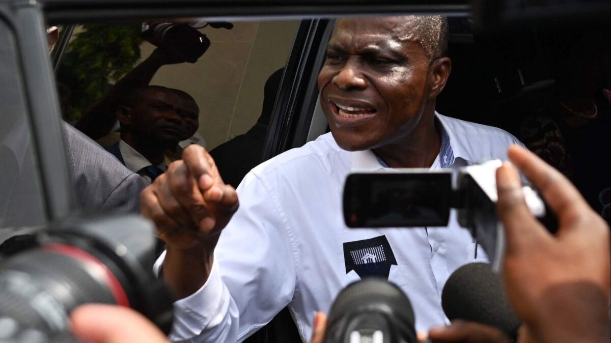 Opposition presidential candidate Martin Fayulu, shown Jan. 12, claims fraud in the Congo election.