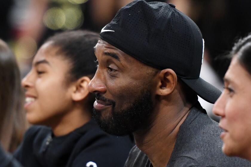 Kobe Bryant and his daughter Gianna attend a game between the Sparks and the Las Vegas Aces on May 26, 2019.