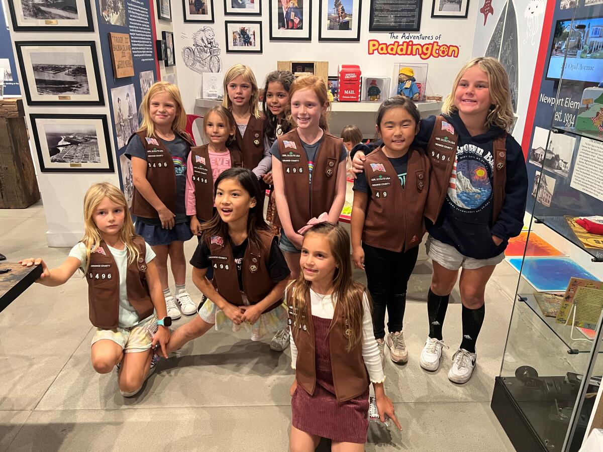 Brownie Scouts learn about Newport Beach history at the Balboa Island Museum.