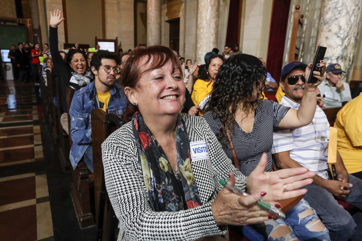 Tenants and their advocates turned out in force at L.A. City Hall on Tuesday.