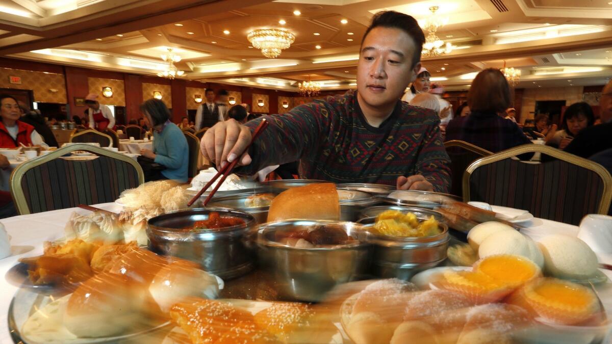 LOS ANGELES, CA-DECEMBER 13, 2018: Frank Shyong's new column, Frank's Place, makes its debut. Frank Shyong is photographed with dim sum at the Ocean Star Restaurant in Monterey Park. (Mel Melcon/Los Angeles Times)