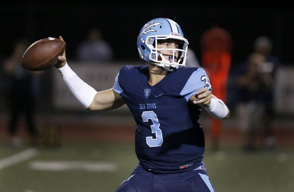 Corona del Mar High senior quarterback Chase Garbers threw for 316 yards and five touchdown passes, completing 19 of his 25 throws with no interceptions.