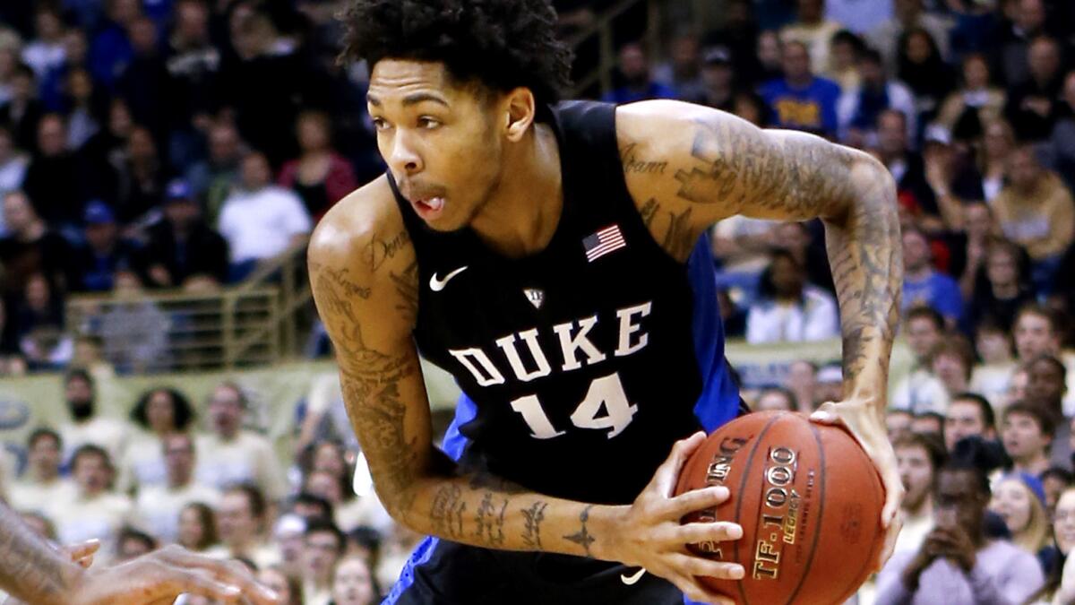 The Lakers could choose to draft Duke forward Brandon Ingram, but first they have to find out when they will draft.