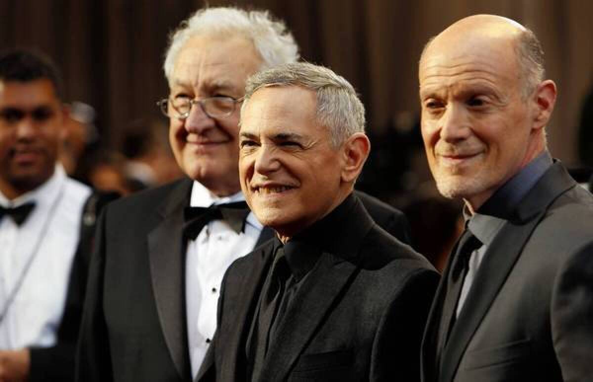 Oscar telecast producers Neil Meron, right, and Craig Zadan, center, with Don Mischer.