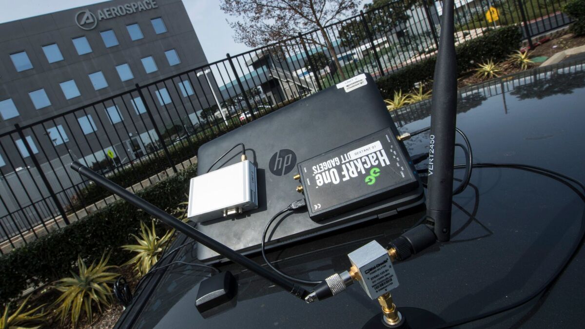The opportunistic navigation antenna and the laptop used for field testing of a GPS alternative sensor called Sextant.
