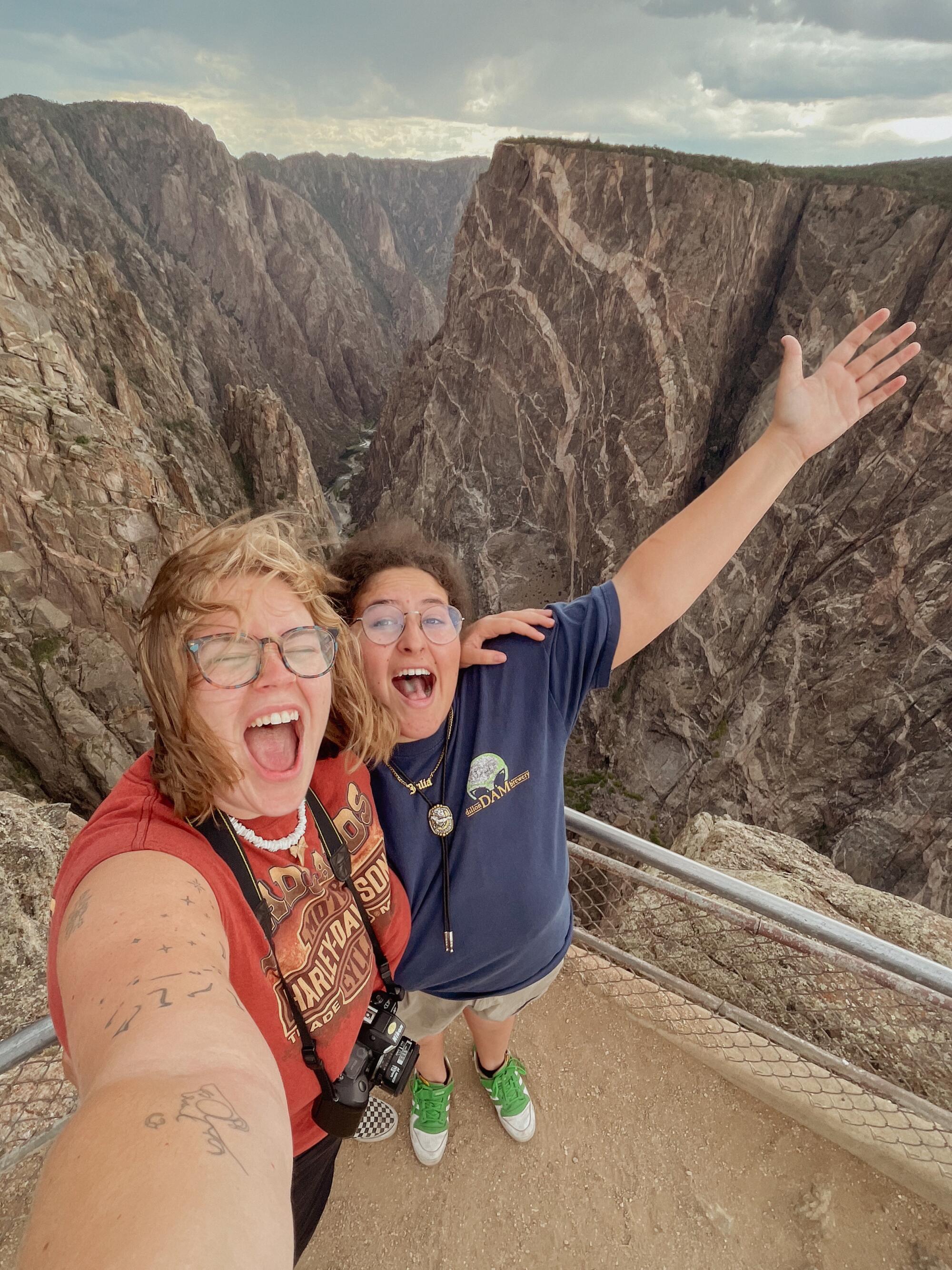 Julia and Reanna, reveling in the majesty of Colorado's Black Canyon.