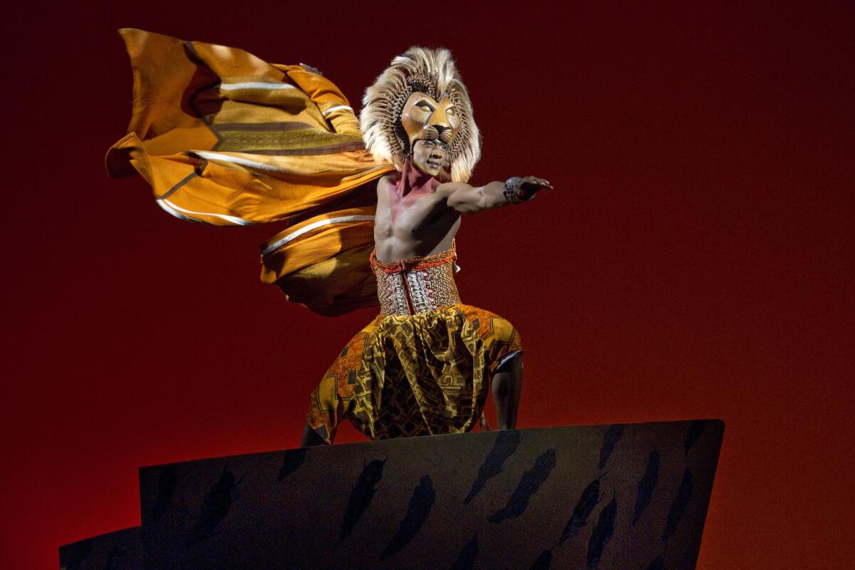 Jelany Remy as Simba in the Broadway musical "The Lion King."
