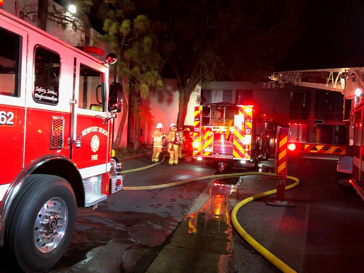 Firefighter crews responded Sunday to a fire on Costa Mesa's 16th Street.