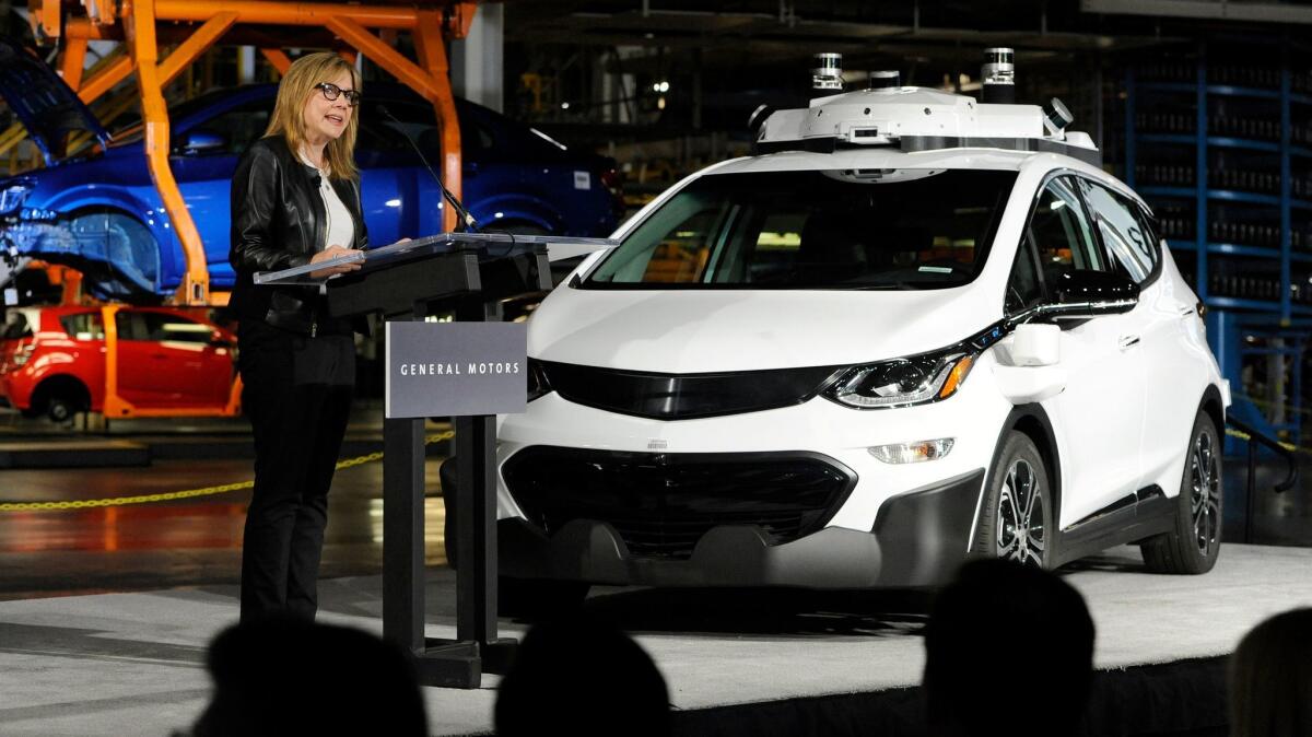 General Motors Chairman and CEO Mary Barra speaks June 13, 2017, at GM's Orion Assembly in Lake Orion, Mich.