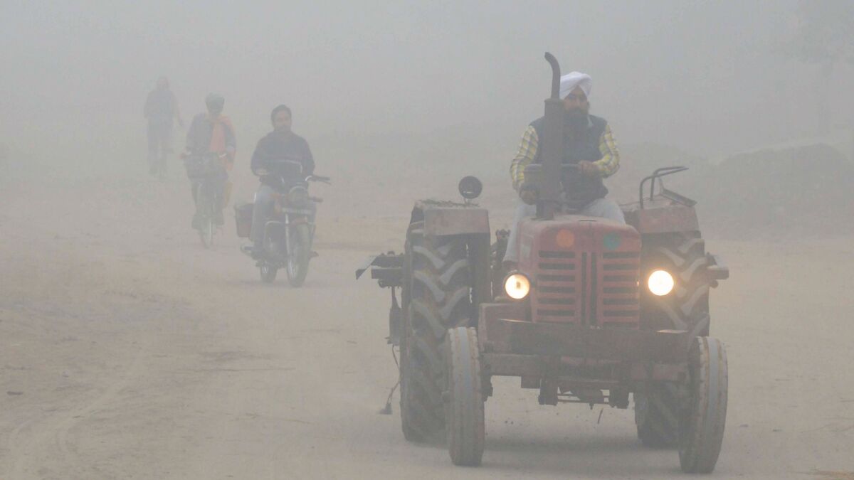 Heavy smog and fog conditions also reached the outskirts of Amritsar, a city in northwestern India.