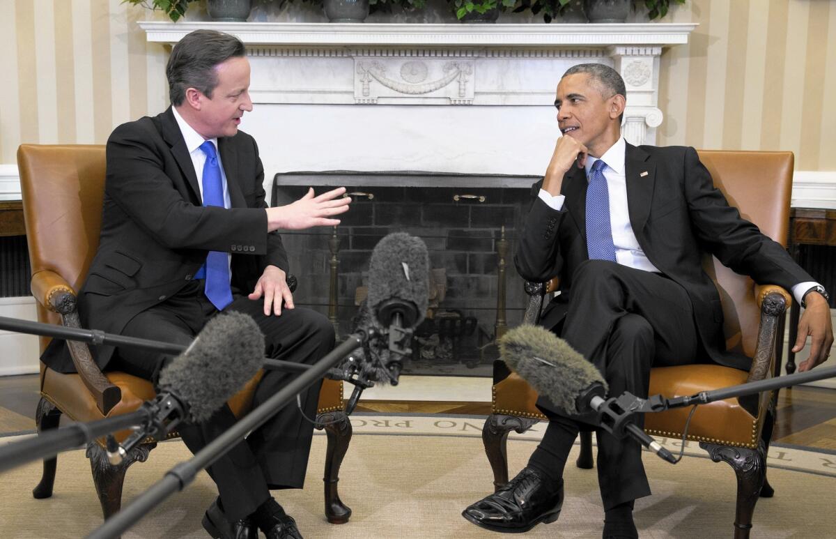 President Obama meets with British Prime Minister David Cameron last week in the Oval Office of the White House.