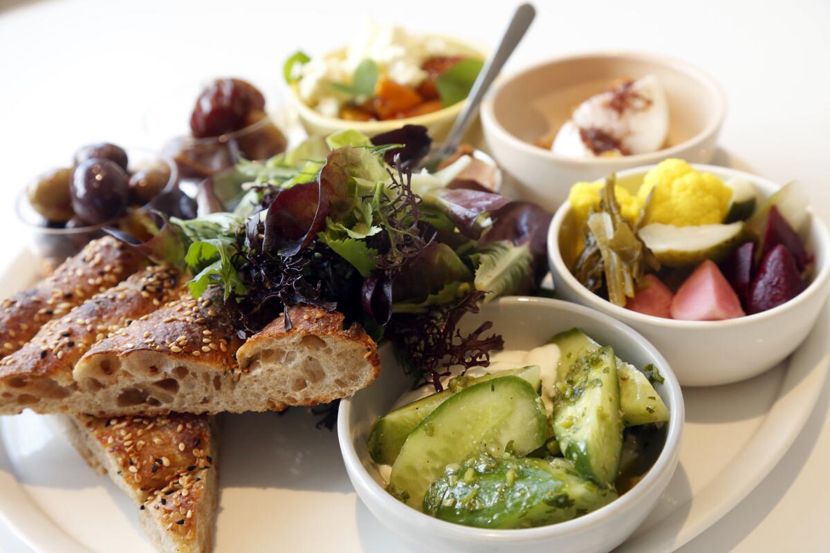 The Turkish-ish breakfast at Kismet features a variety of small plates.