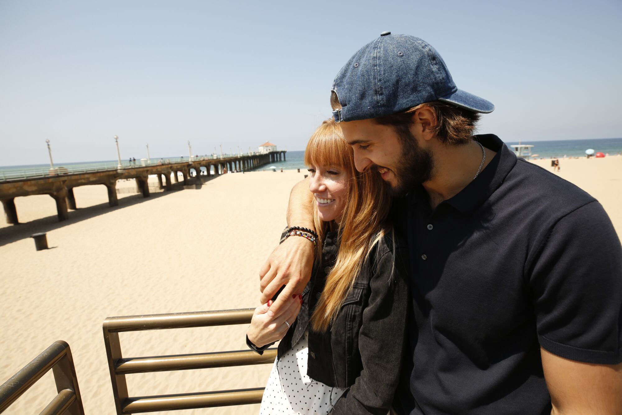 New Kings player Phillip Danault and his wife, Marie, on a tour of the Manhattan Beach Pier.