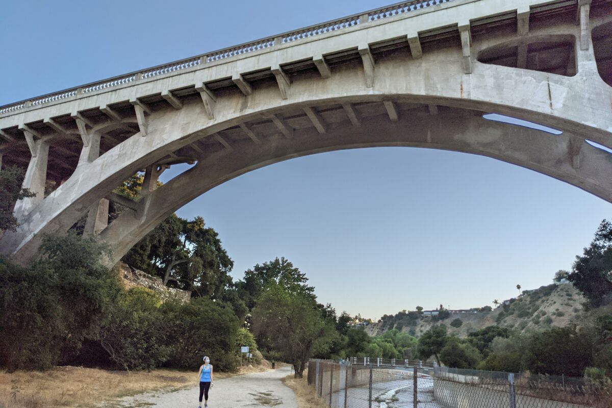 A person on the Arroyo Seco trail
