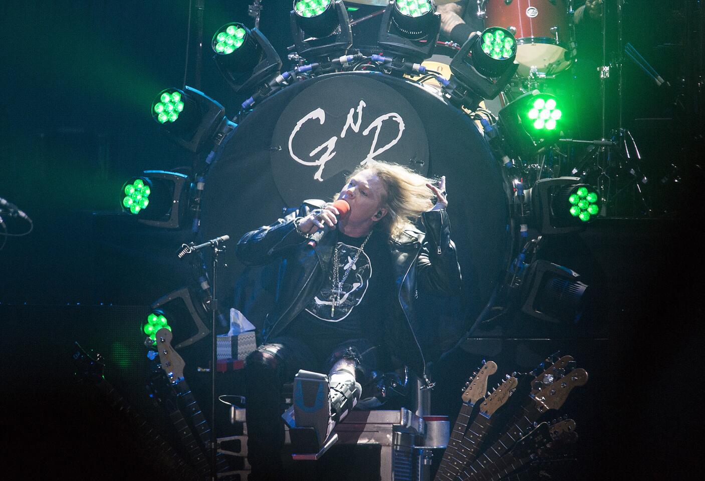 Axl Rose onstage at the Coachella Valley Music and Arts Festival.