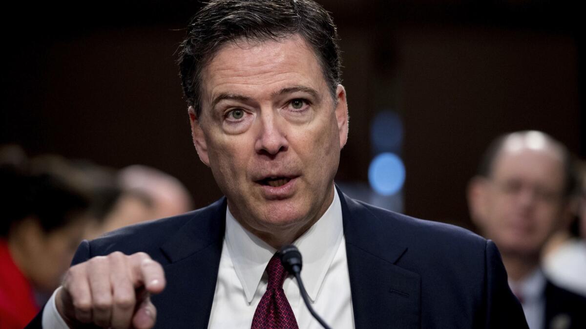 Former FBI director James Comey speaks before the Senate Intelligence Committee in June 2017. Tickets to his book tour are being resold for hundreds of dollars.