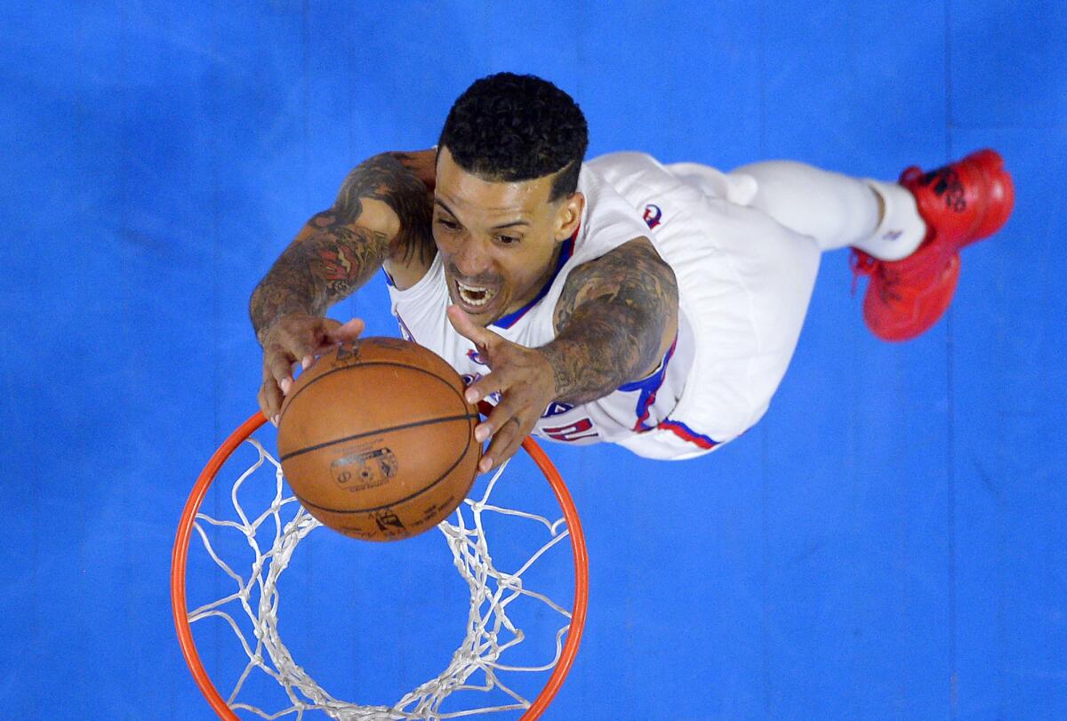 Then-Clippers forward Matt Barnes dunks against the San Antonio Spurs at Staples Center on May 2.