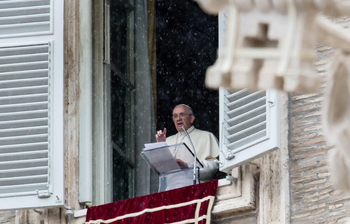 Pope Francis delivered his weekly blessing -- and a slip of the tongue -- from the window of his Vatican apartment Sunday.