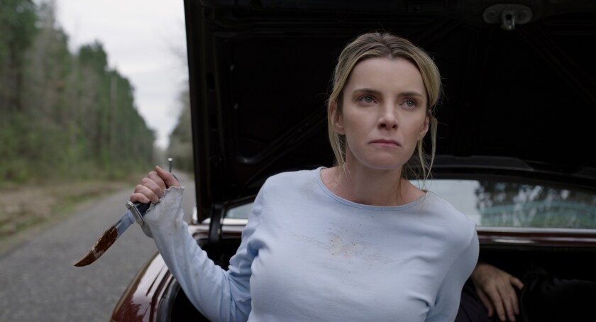Betty Gilpin as Crystal, a savvy woman just trying to survive "The Hunt."