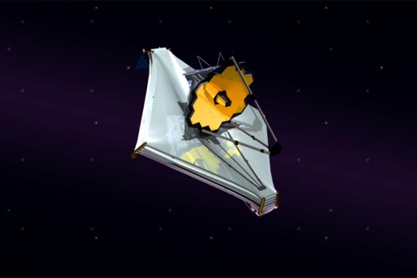 A 3-D rendering of the James Webb Space Telescope