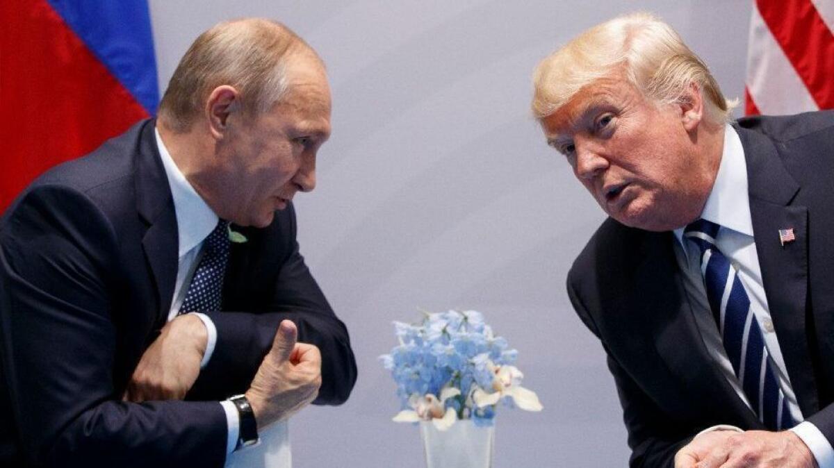 President Trump meets with Russian President Vladimir Putin at the G-20 Summit in Hamburg, Germany, in July 2017.