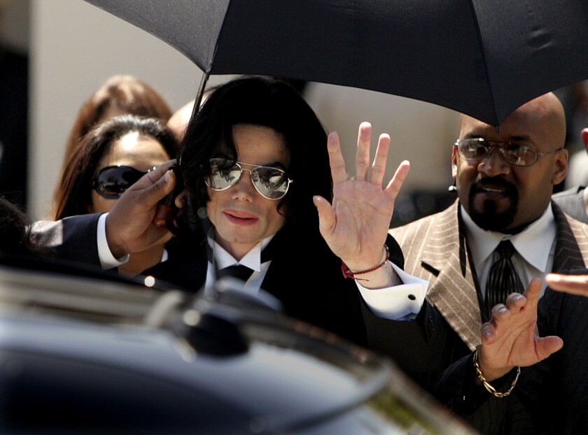 Michael Jackson leaves a Santa Maria courthouse in 2005 after being acquitted of child molestation charges.