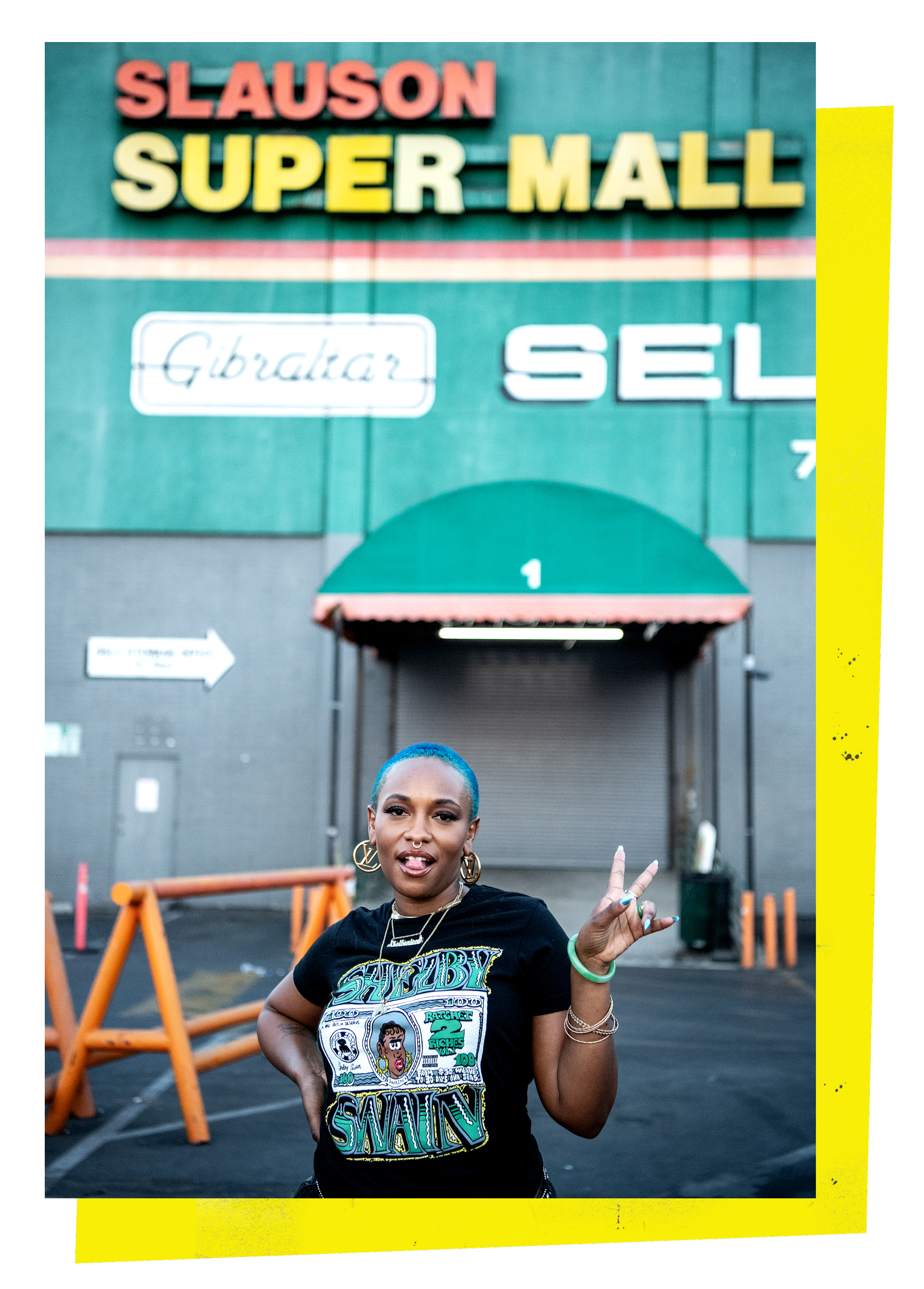 Portrait of celebrity hairstylist Shelby Swain outside the Slauson Super Mall in Los Angeles