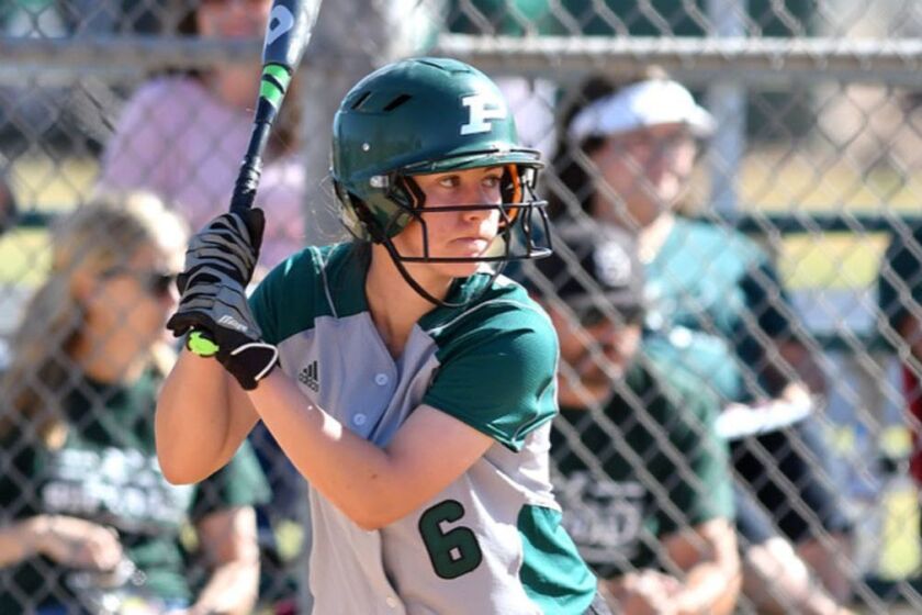 Poway High's Sophia Real has made all-league honors in both softball and basketball.