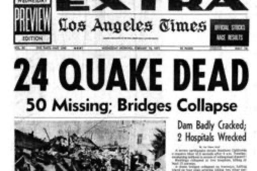 1971 Sylmar quake Front Page