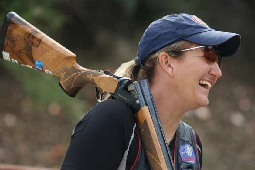 Kim Rhode, shown in April, hit 99 of 100 targets to win the gold.
