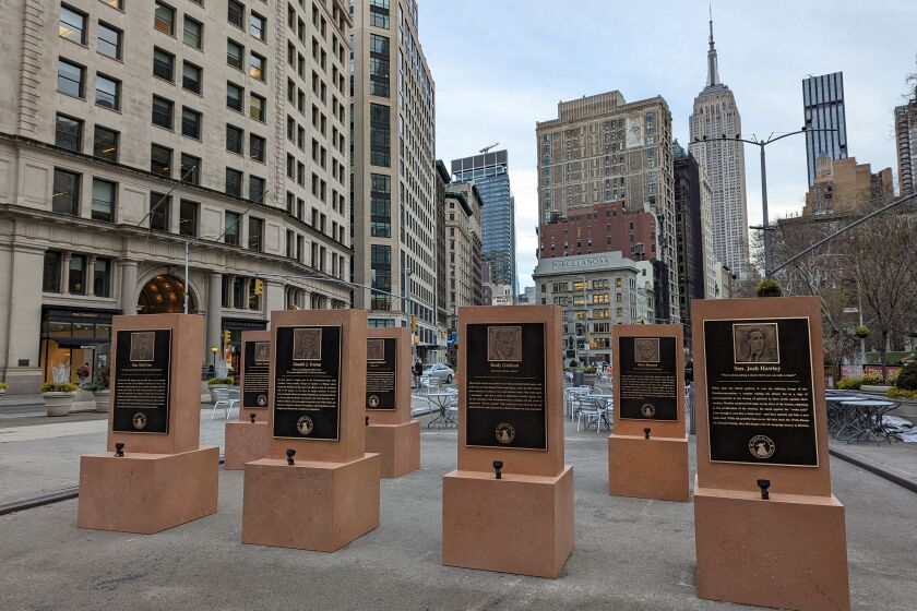The 'Heroes of the Freedomsurrection' display in New York on Jan. 6, the anniversary of the insurrection at the U.S. Capitol.