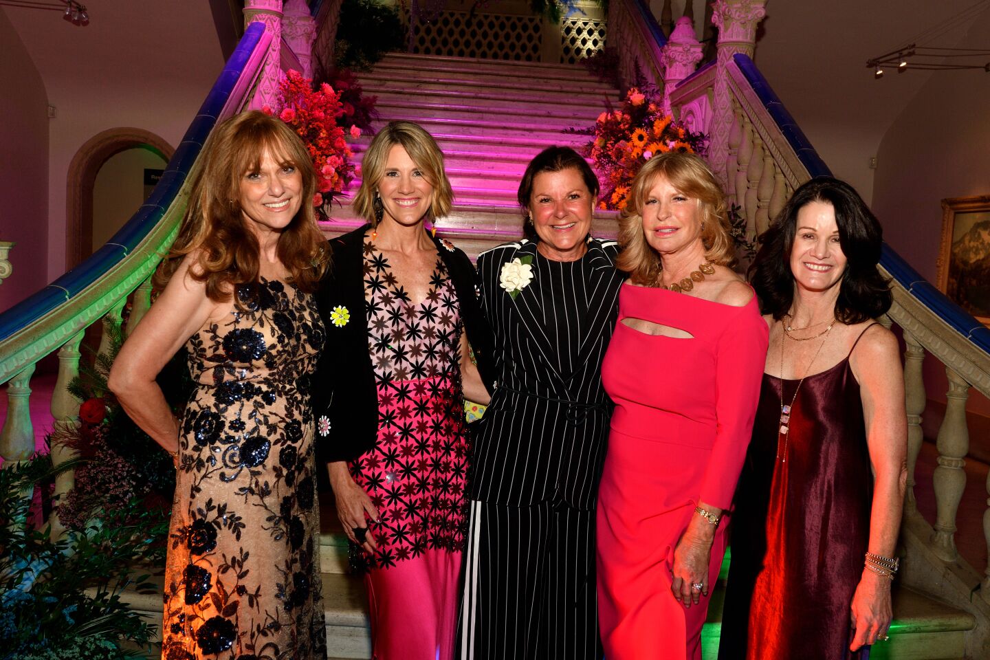 Lisa Hellerich, Robin Carrier, Susan Urquidi, Jacki Johnson and Joan Fabiano attend the San Diego Museum of Art's Premiere Dinner on June 17 before its annual Art Alive floral event.
