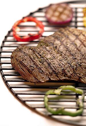 A simple dinner on the grill, perfect when you're entertaining outdoors. Recipe: Grilled flank steak with chimichurri sauce