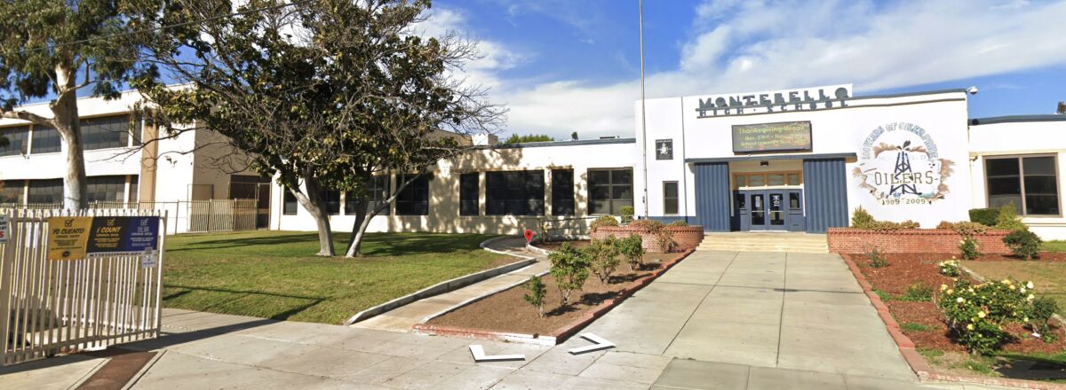The exterior of Montebello High School in a Google Street View screenshot